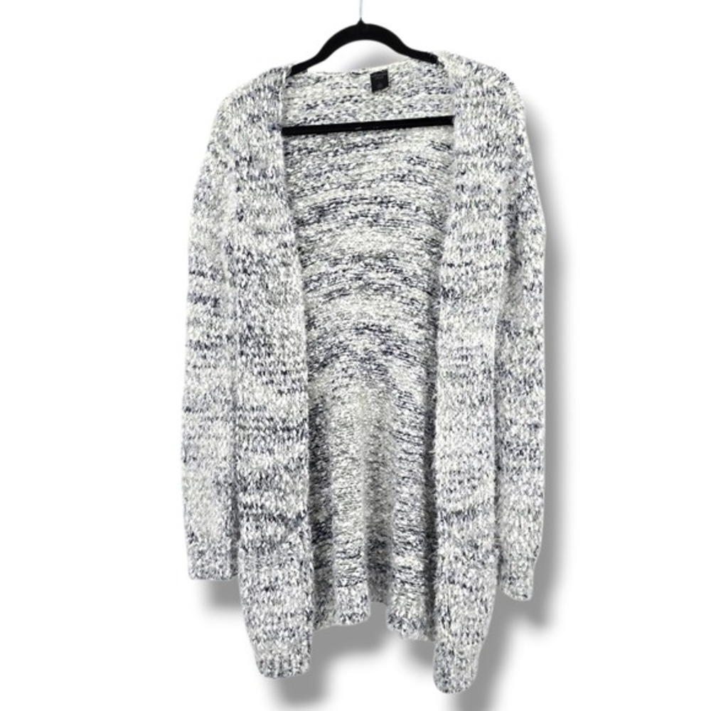 Madison Lilly Women's Cozy Knit Open Front Long Cardigan Sweater Size S Speckled